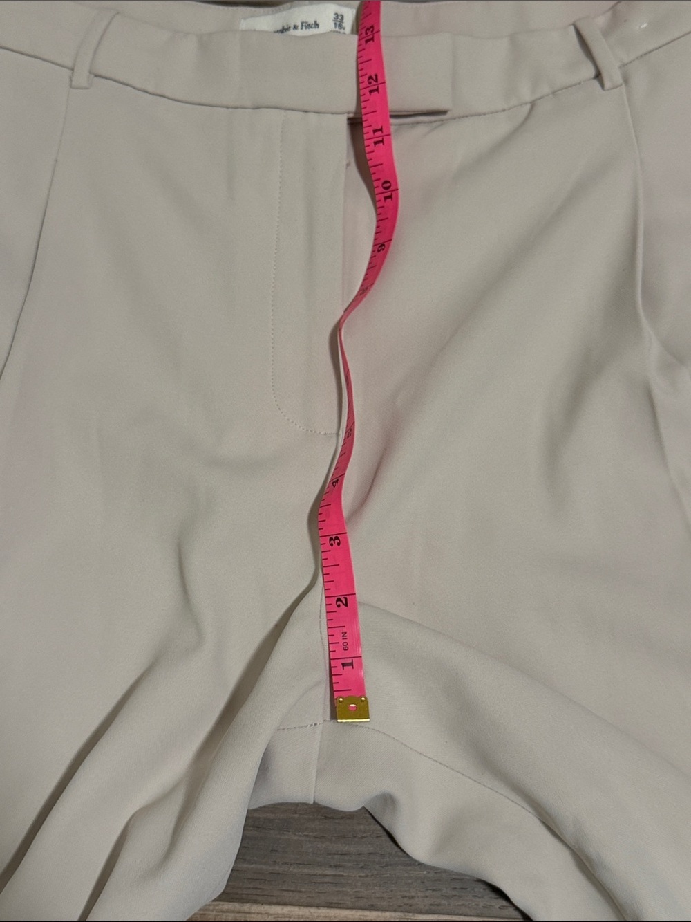 Abercrombie & Fitch Ankle Grazing Tapered Tailored Pants Sz. 16 Beige Modern - Picture 6 of 8